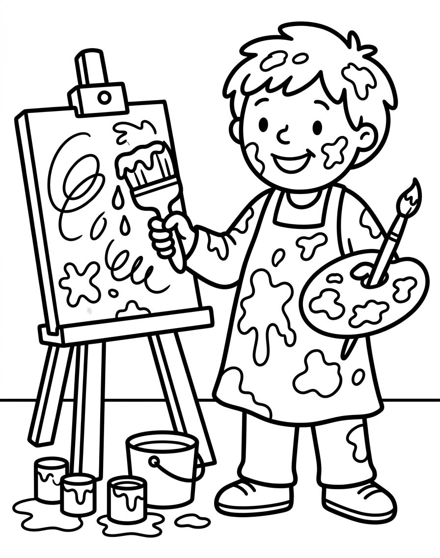 Kolay Ressam Çizim Boyama Sayfası