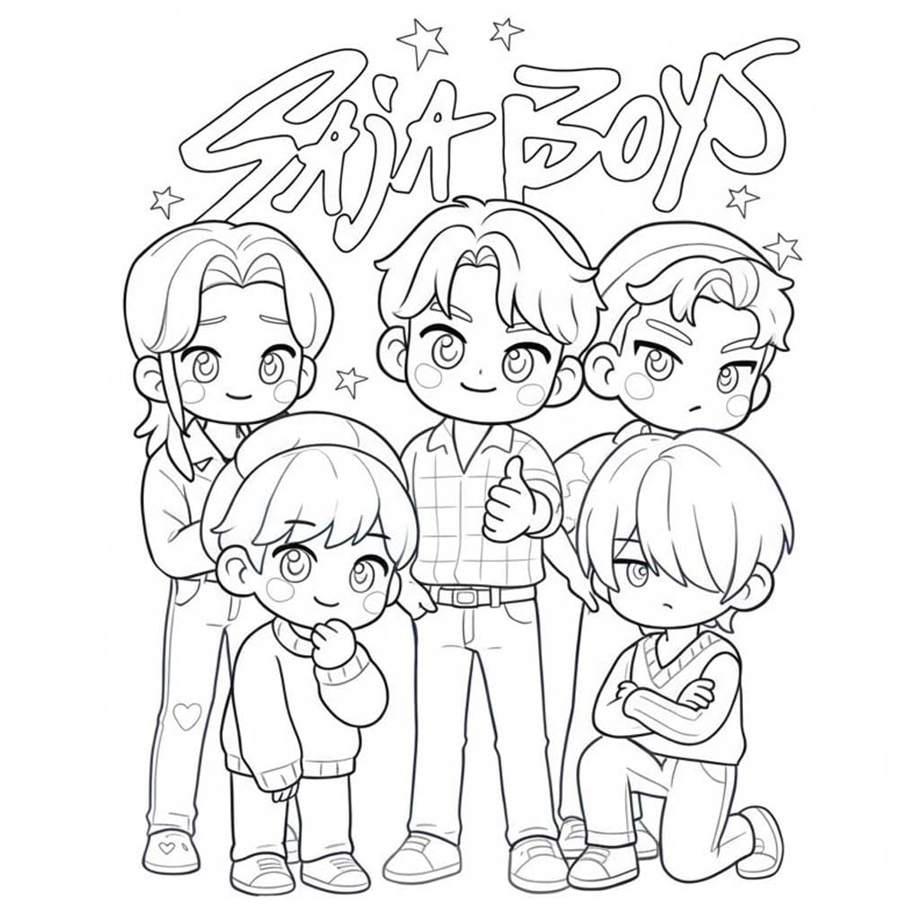 Kolay Saja Boys Çizim Boyama Sayfası