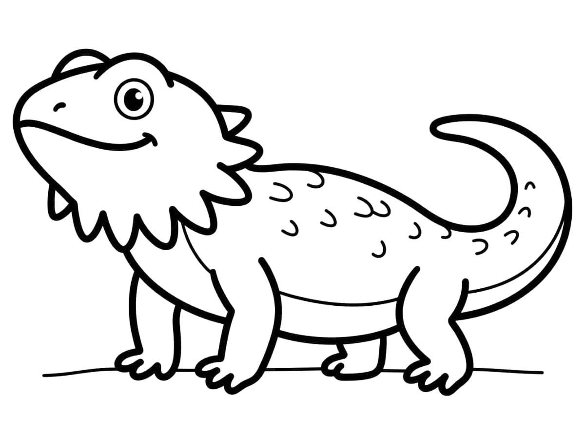 Kolay Sakallı Ejderha Çizim Boyama Sayfası