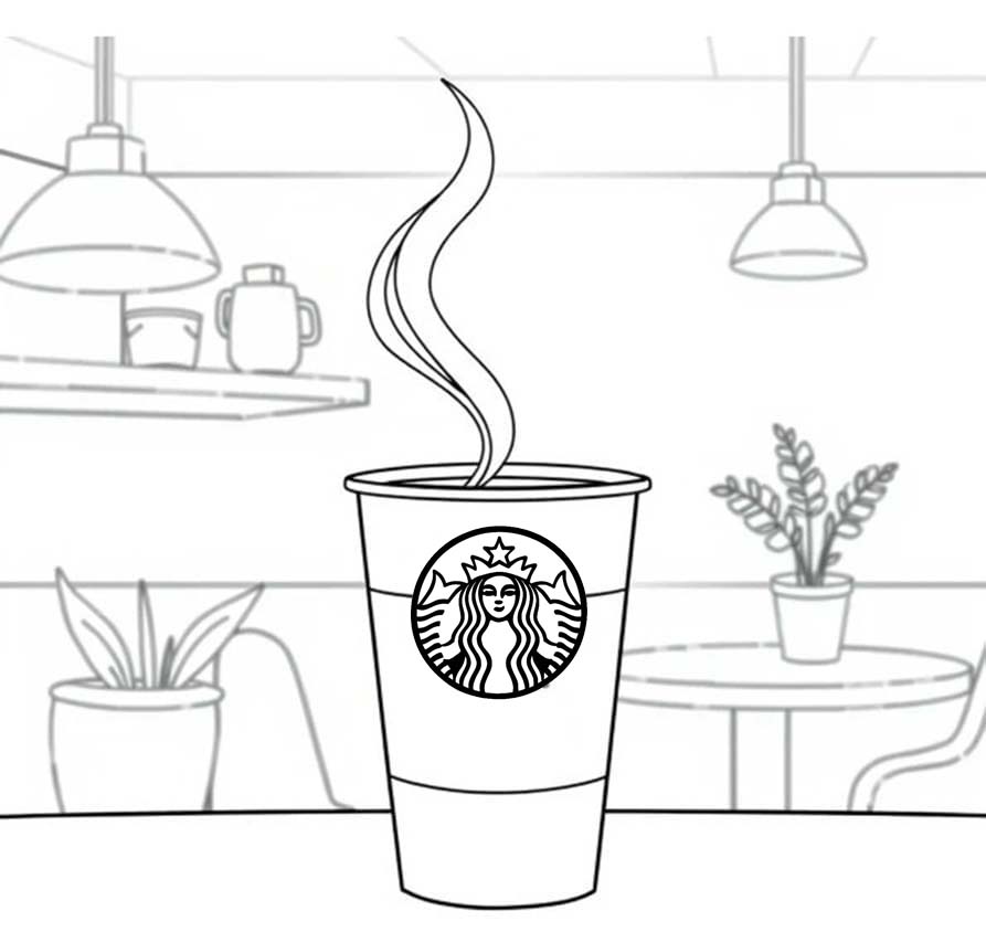 Kolay Starbucks resim Boyama Sayfası