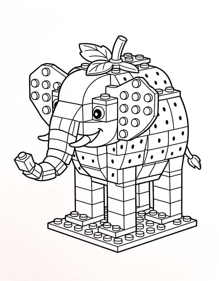 Kolay Strawberry Elephant resim Boyama Sayfası