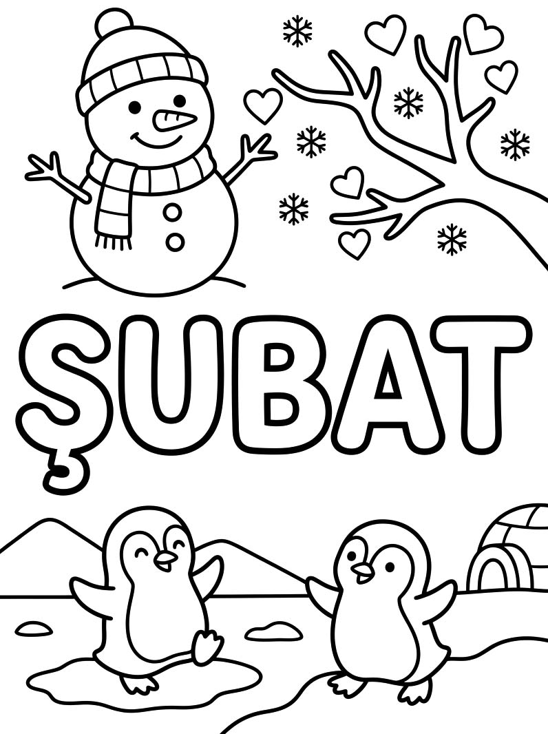Kolay Şubat resim Boyama Sayfası