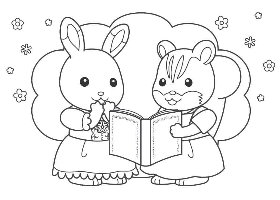 Kolay Sylvanian Families resim Boyama Sayfası
