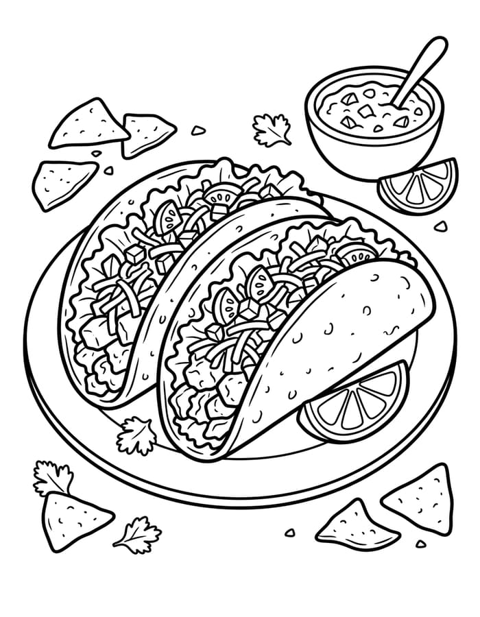 Kolay Taco Çizim Boyama Sayfası