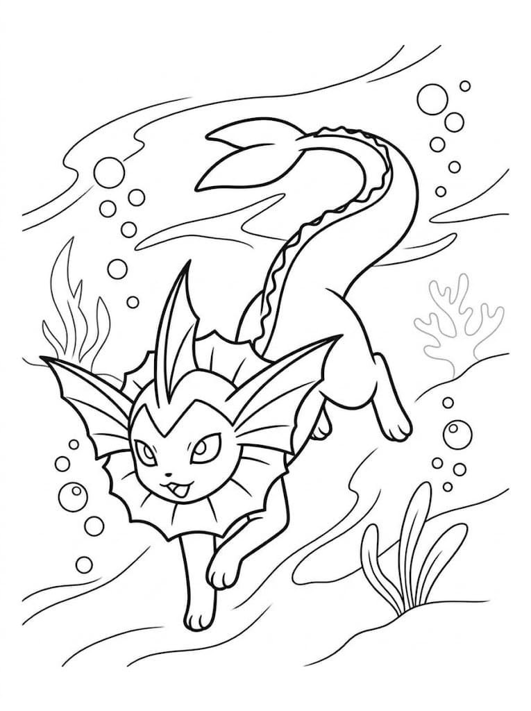 Kolay Vaporeon Çizim Boyama Sayfası