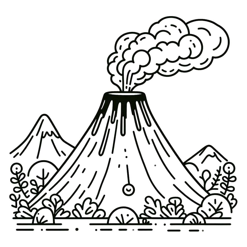 Kolay Yanardağ Çizim Boyama Sayfası