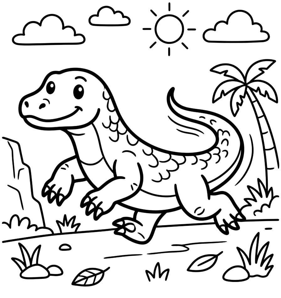 Komodo Ejderi ücretsiz yazdırılabilir Boyama Sayfası