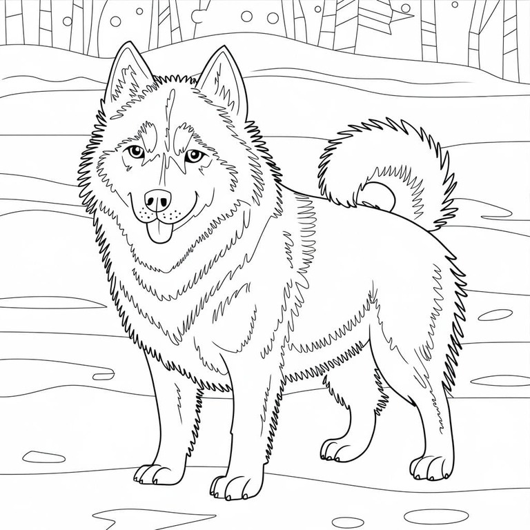 Köpek Sibirya kurdu Boyama Sayfası