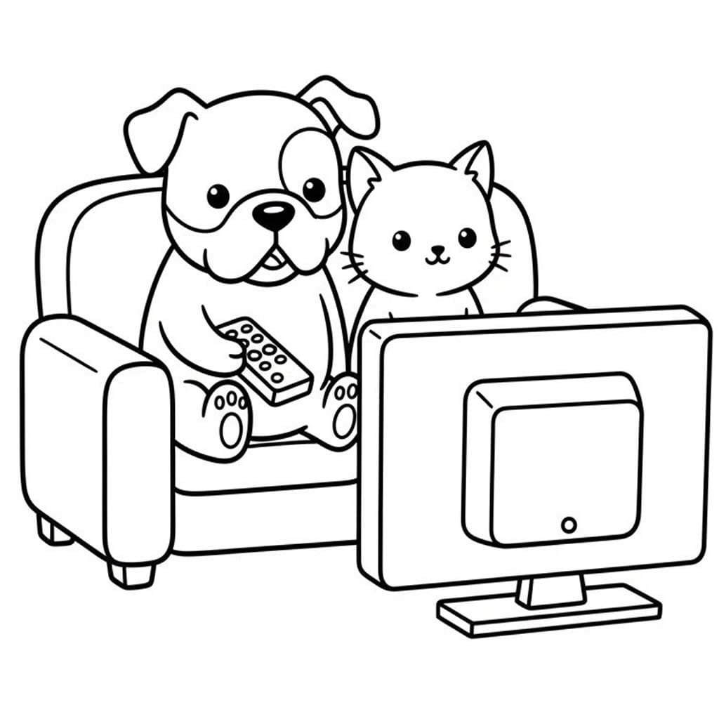 Köpek ve Kedi çocuklar için temel Boyama Sayfası