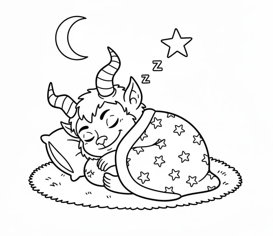 Krampus çocuklar için kolay Boyama Sayfası