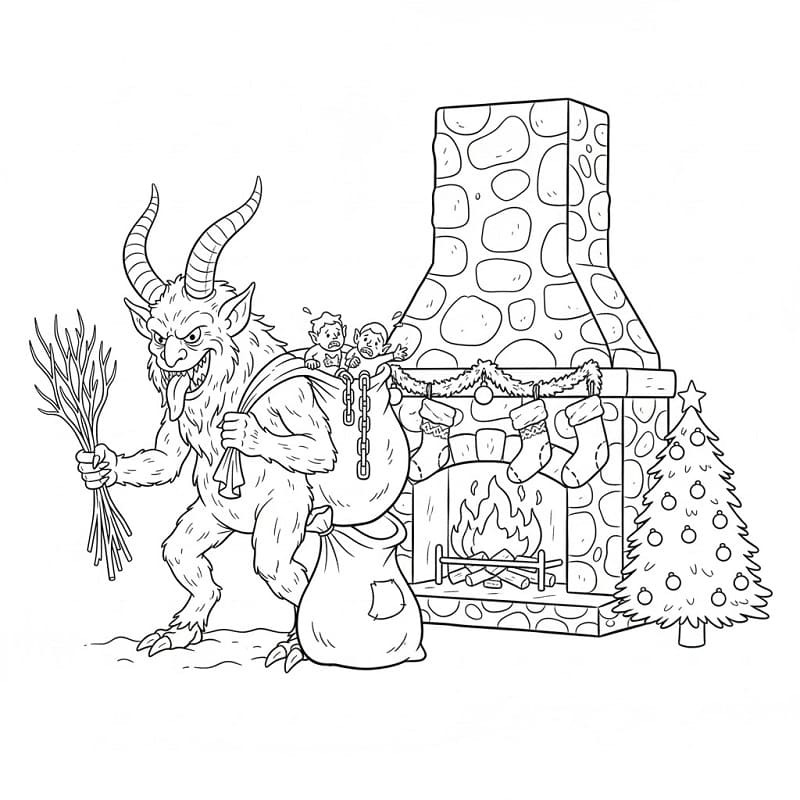 Krampus çocuklar için ücretsiz yazdırılabilir Boyama Sayfası