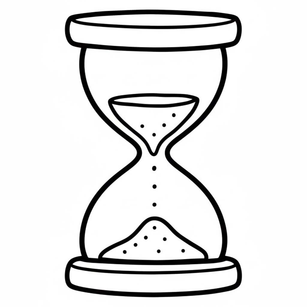 Kum Saati taslak Boyama Sayfası