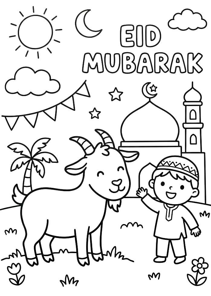 Kurban Bayramı basit Boyama Sayfası
