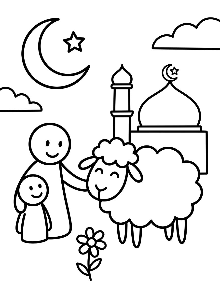 Kurban Bayramı ücretsiz yazdırılabilir Boyama Sayfası