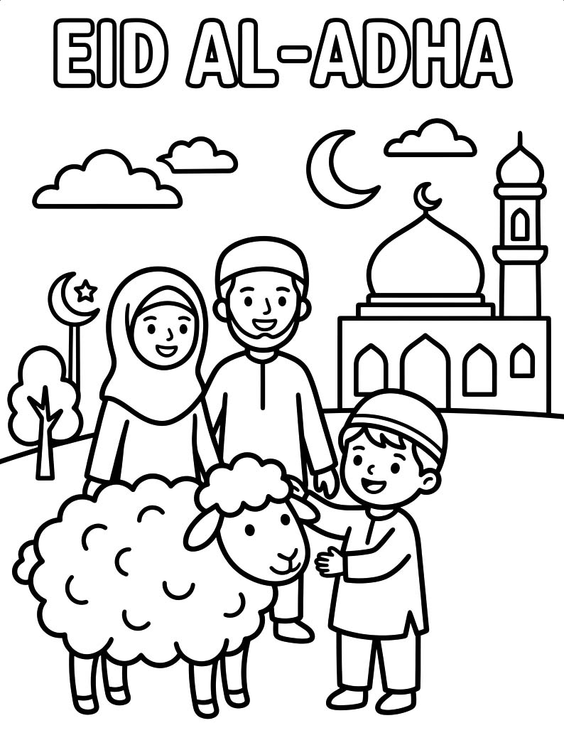 Kurban Bayramı ücretsiz Boyama Sayfası