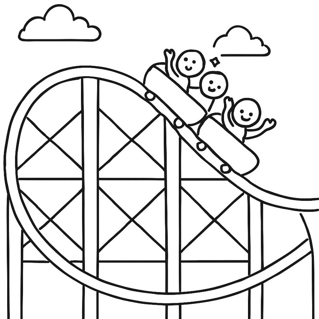 Lunapark Treni Ücretsiz Boyama Sayfası