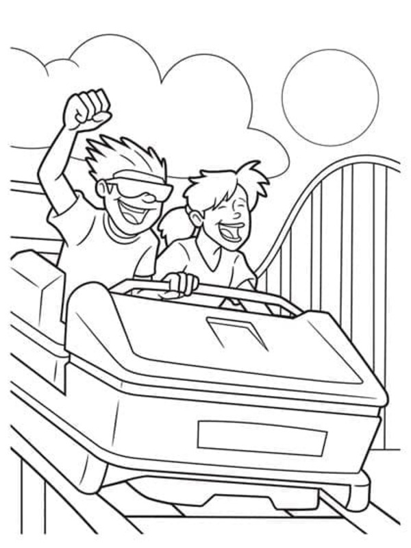 Lunapark Treni Yazdırılabilir Boyama Sayfası