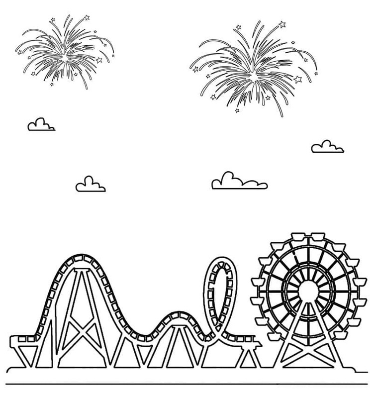 Lunapark Treni çocuklar için temel Boyama Sayfası