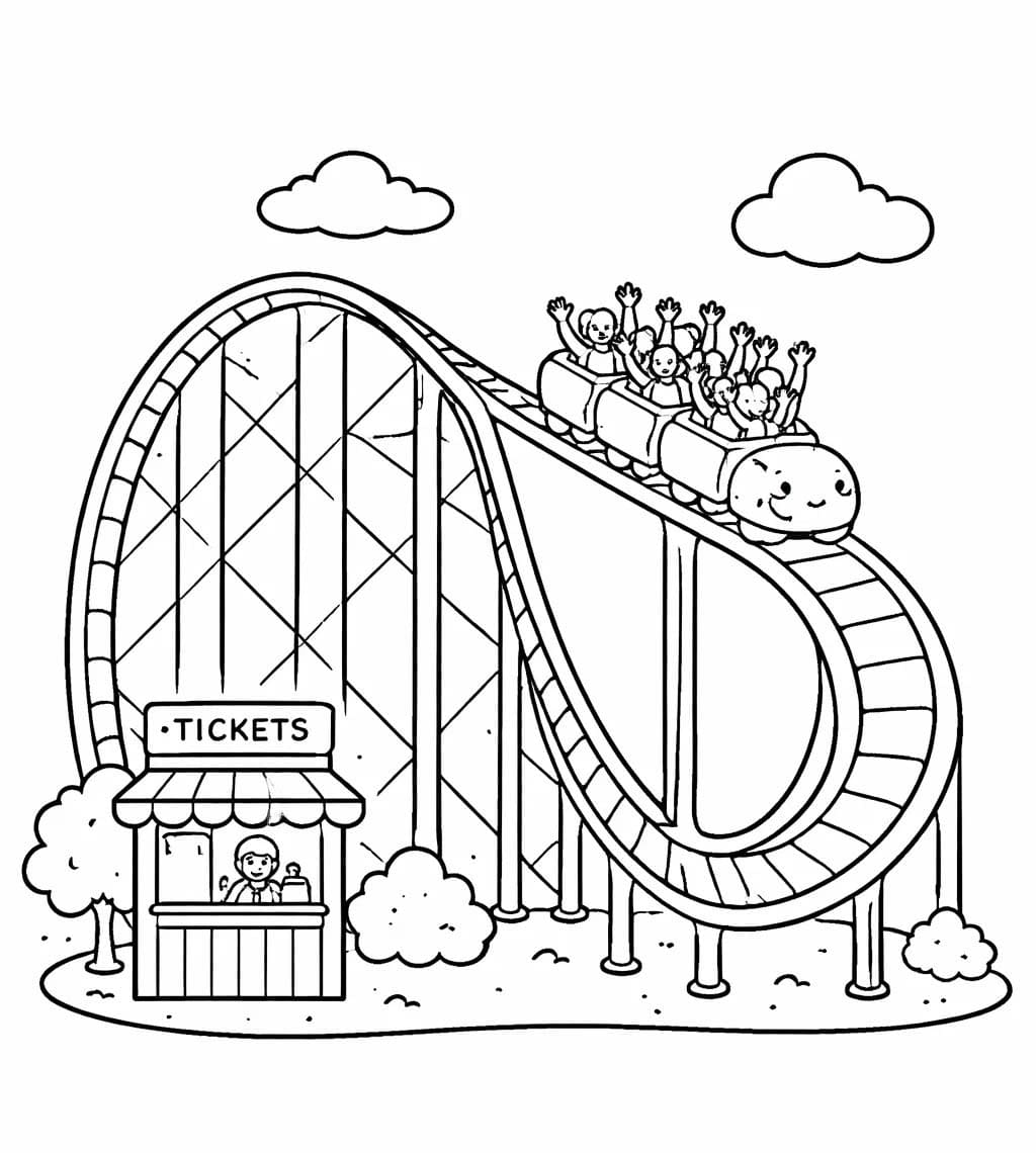 Lunapark Treni görüntü Boyama Sayfası