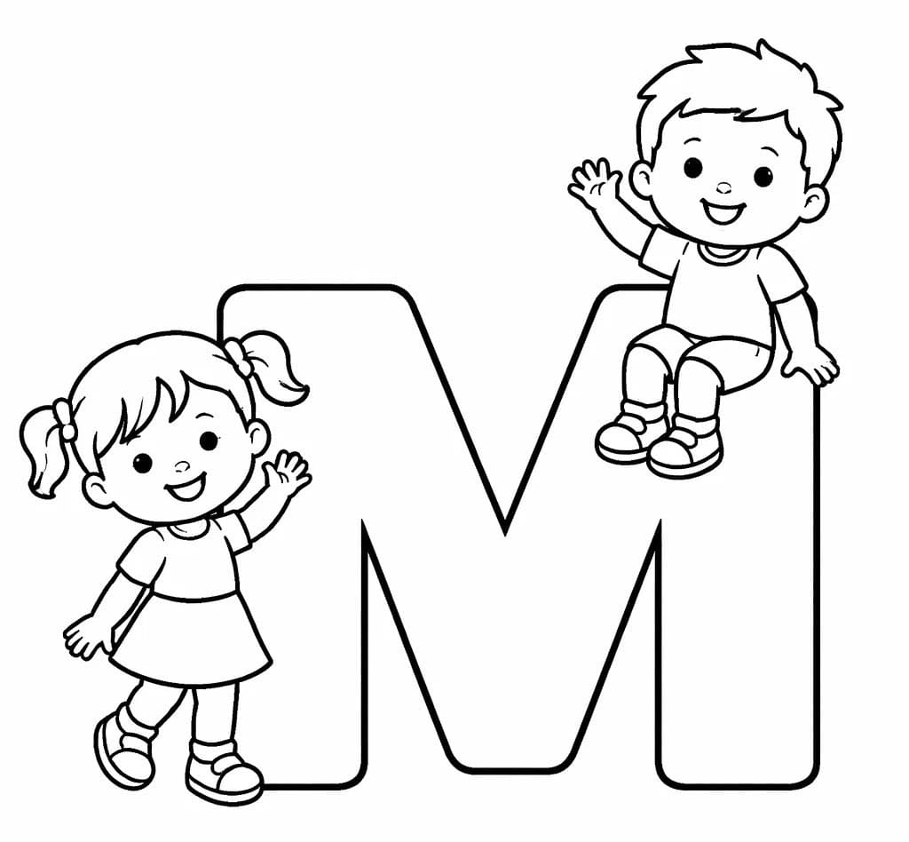 M Harfi çocuklarda Boyama Sayfası