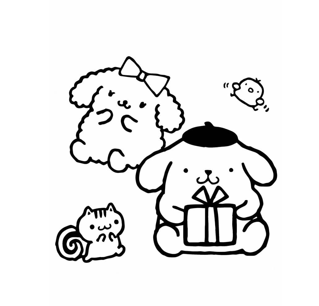 Makaron ve Pompompurin Boyama Sayfası