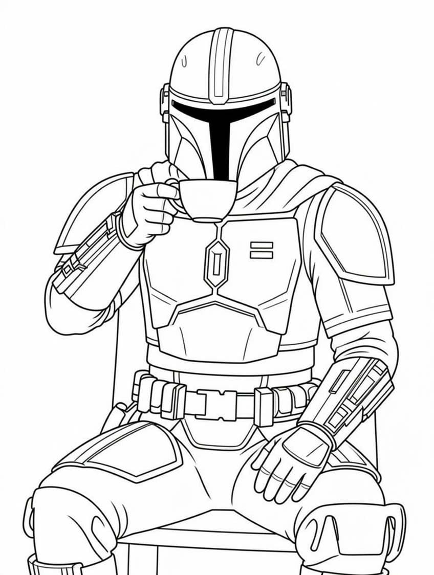 Mandalorian Ücretsiz Boyama Sayfası