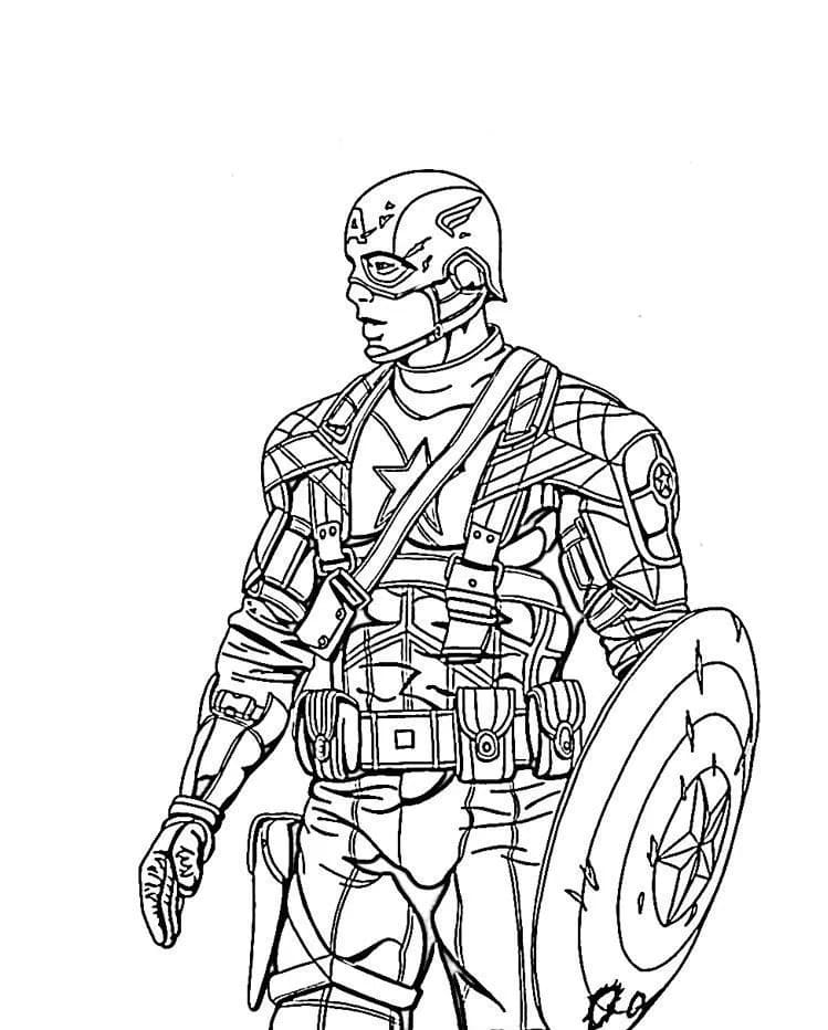 Marvel'da Kaptan Amerika'yı çizin Boyama Sayfası