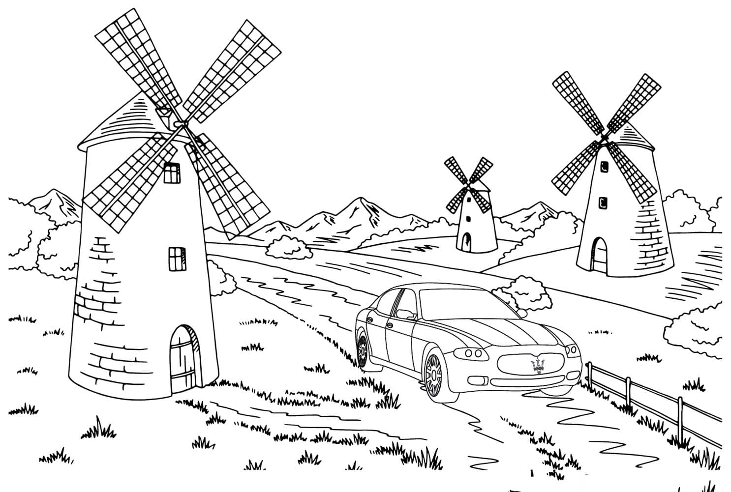 Maserati Quattroporte'yi çizin Boyama Sayfası