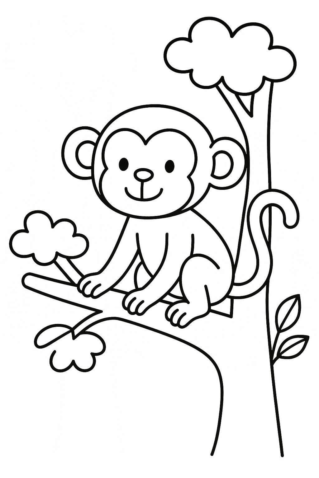 Maymun Çocuklar için yazdırılabilir Boyama Sayfası
