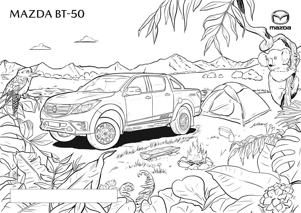 Mazda BT 50 Pickup Kamyonet çizimi Boyama Sayfası