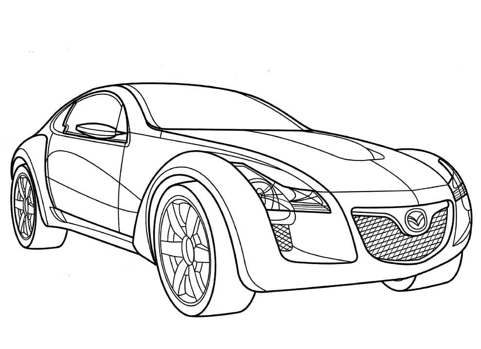 Mazda Kabura Araba Çizimi Boyama Sayfası