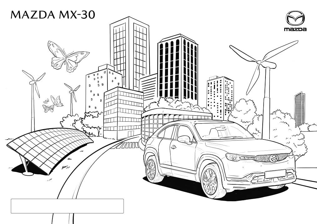 Mazda MX 30 Araba Çizimi Boyama Sayfası