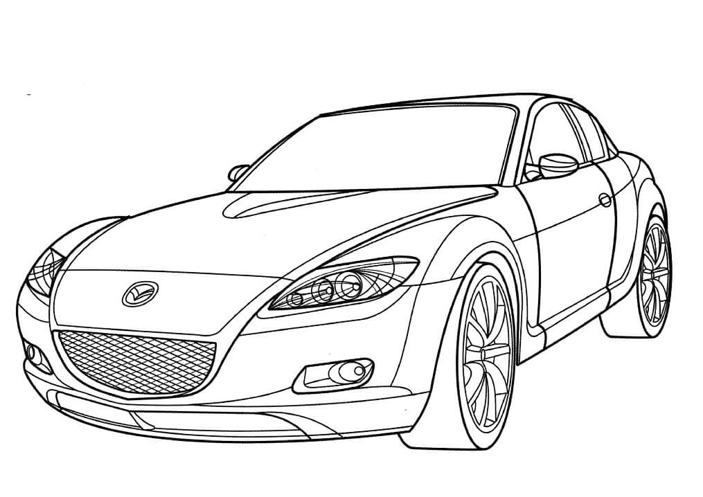 Mazda RX 8 Spor Araba Çizimi Boyama Sayfası