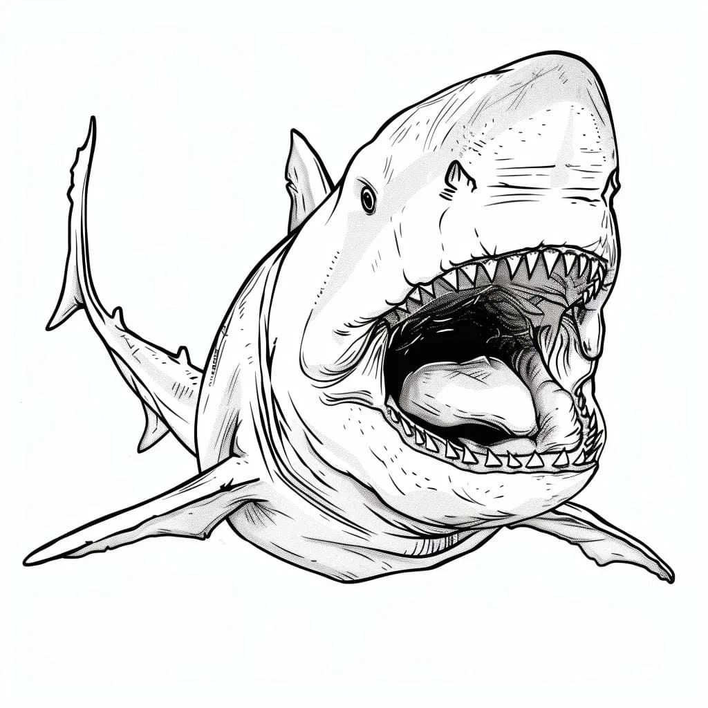 Megalodon 3'i çiz Boyama Sayfası