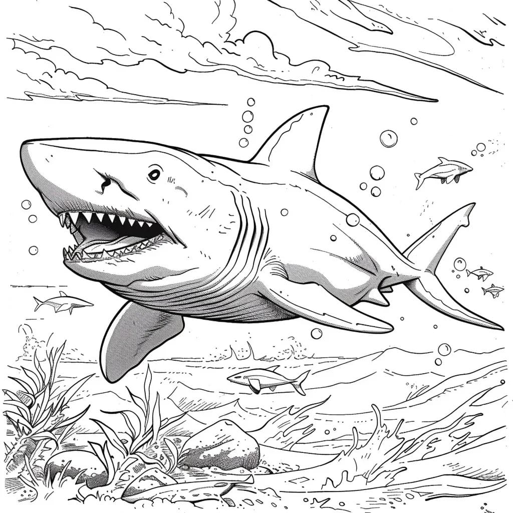 Megalodon 7'i çiz Boyama Sayfası