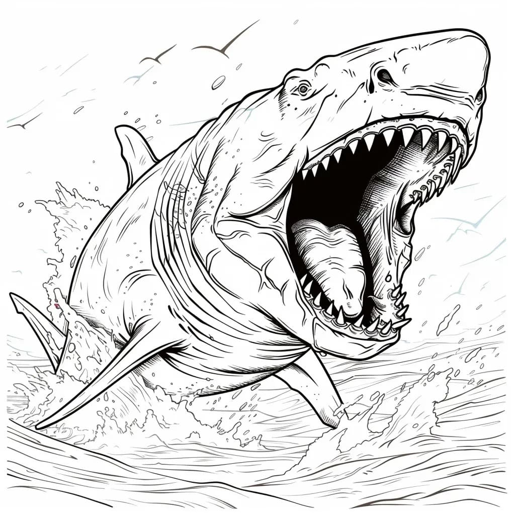 Megalodon 8'i çiz Boyama Sayfası