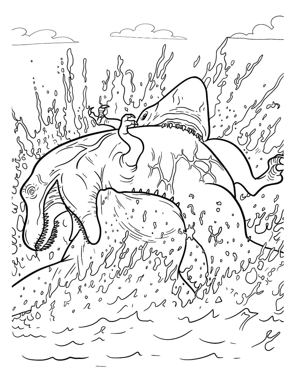 Megalodon Temel Çizimi Boyama Sayfası