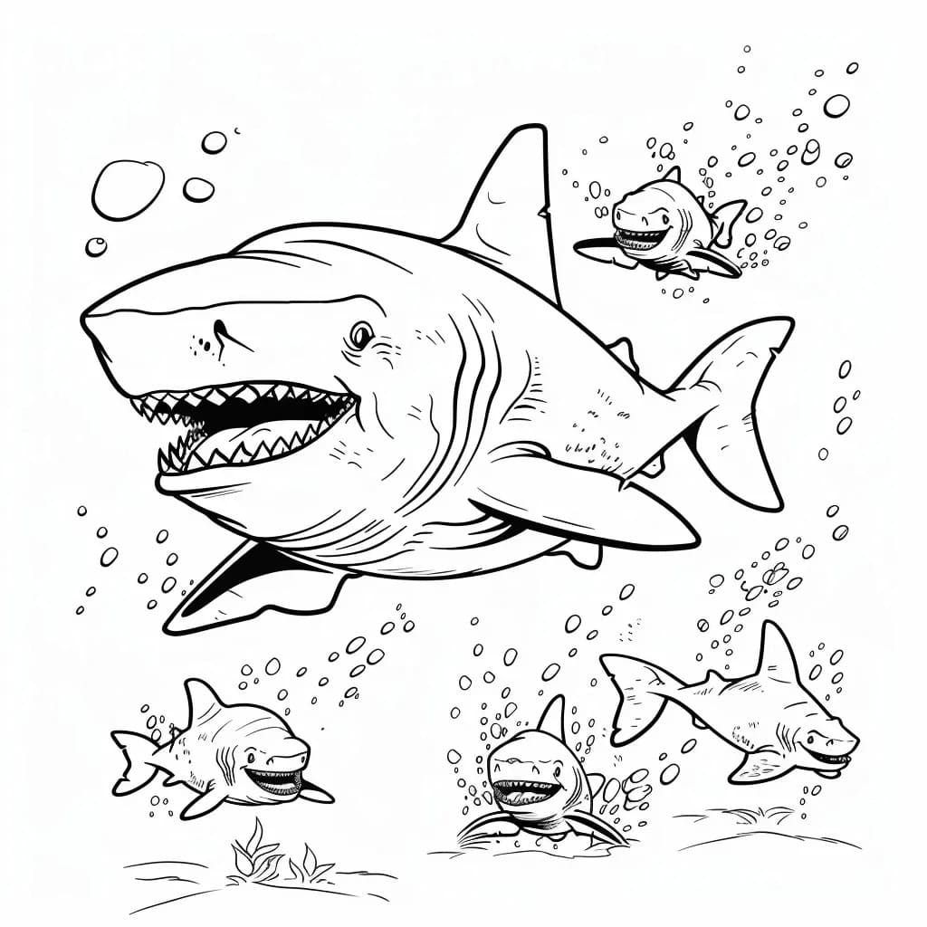 Megalodon'u Ücretsiz Çiz Boyama Sayfası