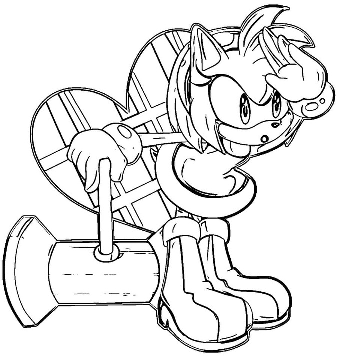 Meraklı Amy Rose Boyama Sayfası