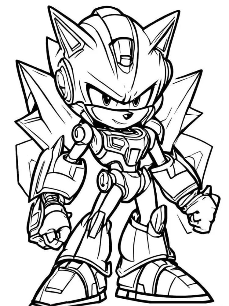 Metal Sonic 7'i çizin Boyama Sayfası