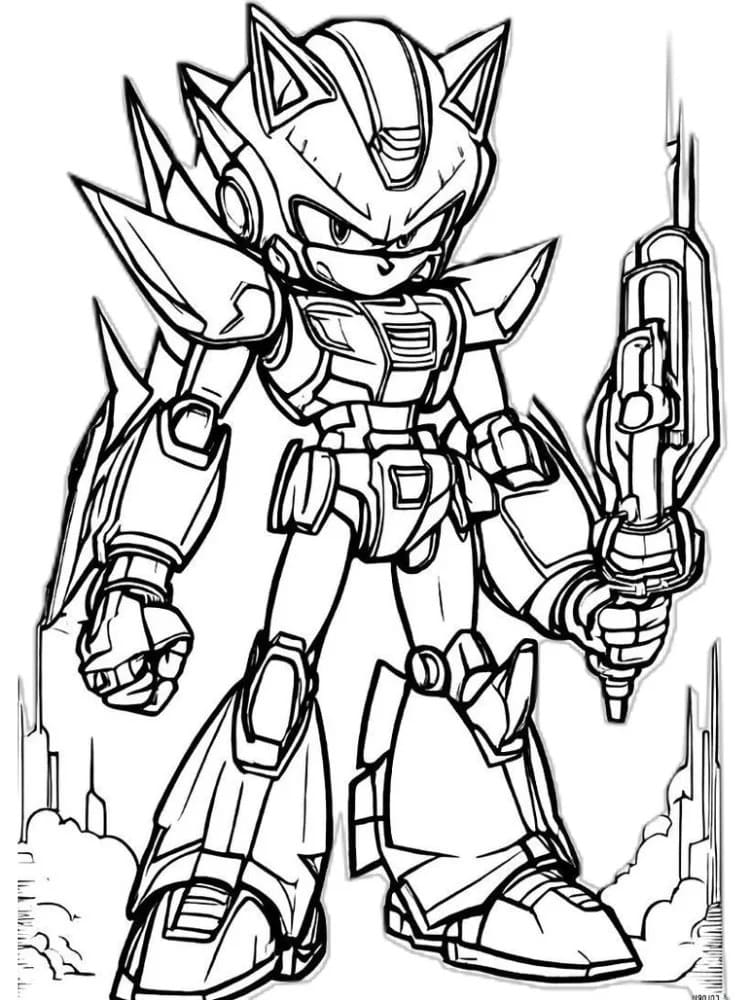 Metal Sonic'i kolay çiz Boyama Sayfası