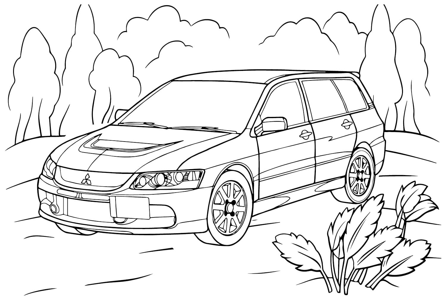 Mitsubishi çocuklar için temel Boyama Sayfası