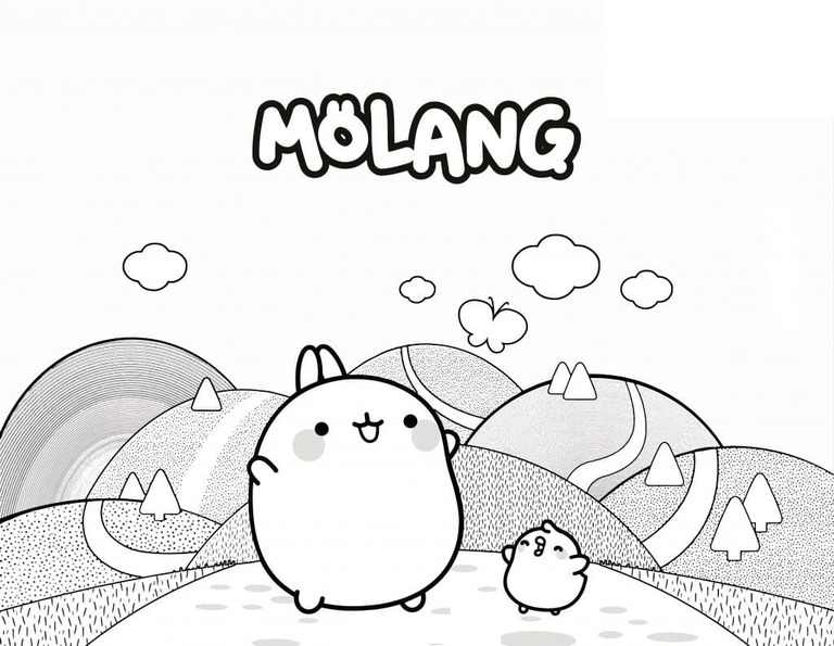 Molang'ı çok kolay çizin Boyama Sayfası