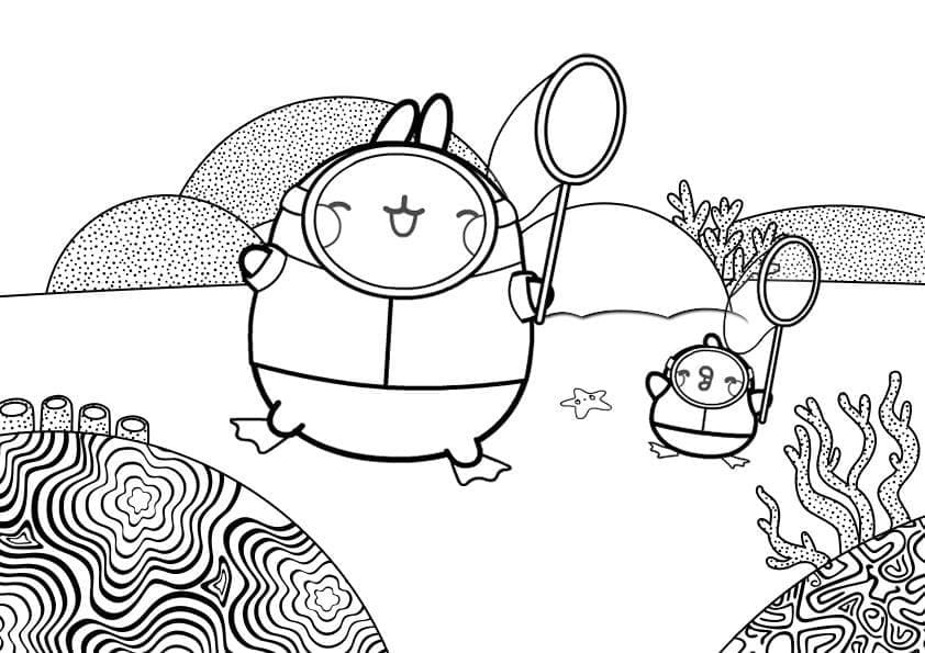 Molang'ı temel çizin Boyama Sayfası