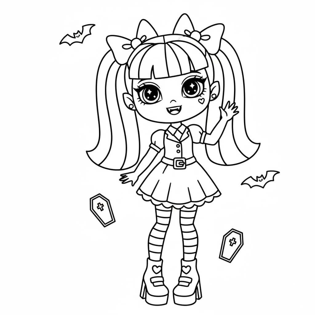 Monster High çocuklar için temel Boyama Sayfası