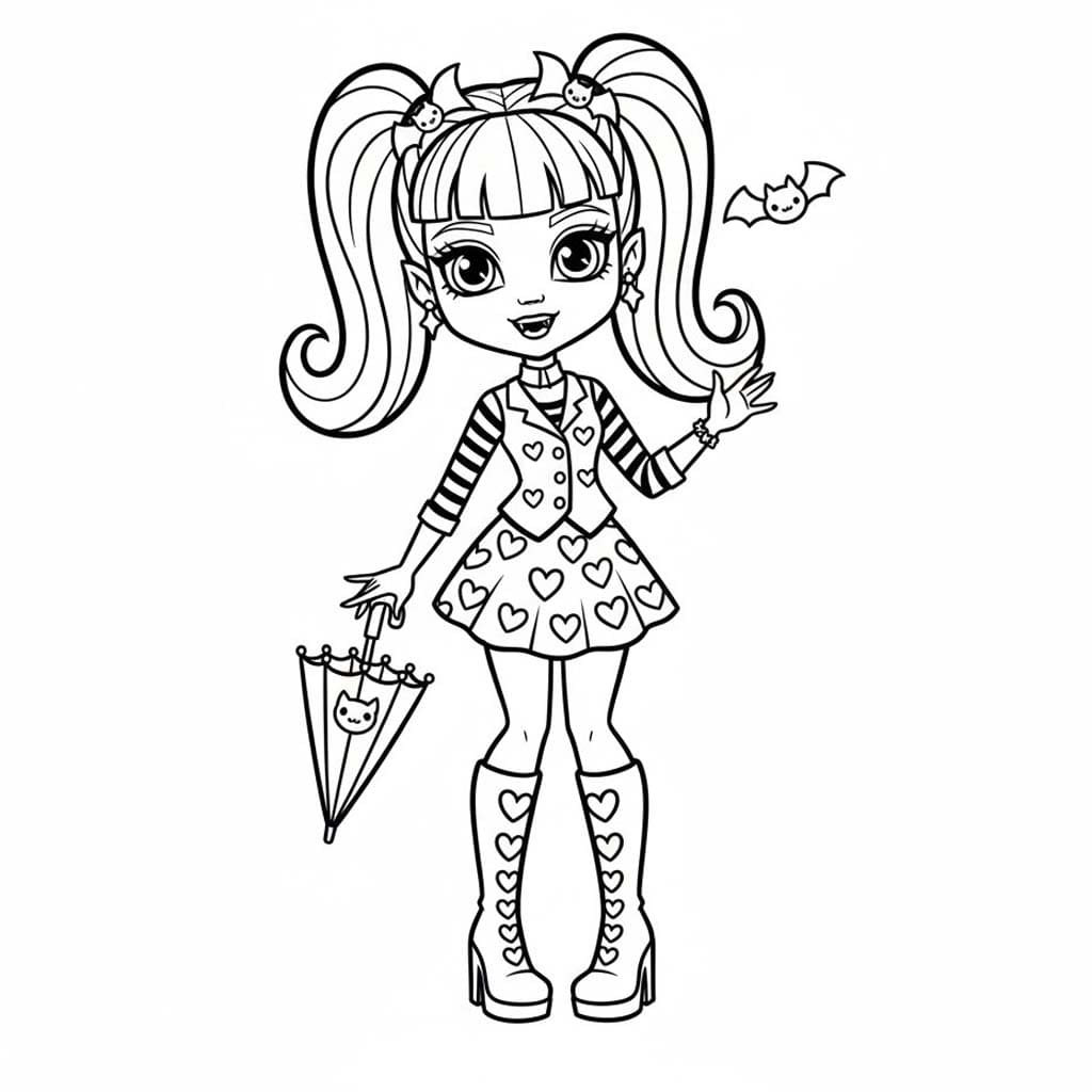 Monster High çocuklar için ücretsiz yazdırılabilir Boyama Sayfası