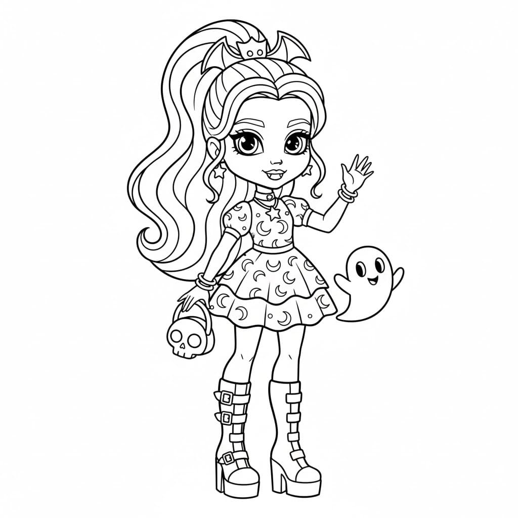 Monster High çocuklar için yazdırılabilir Boyama Sayfası