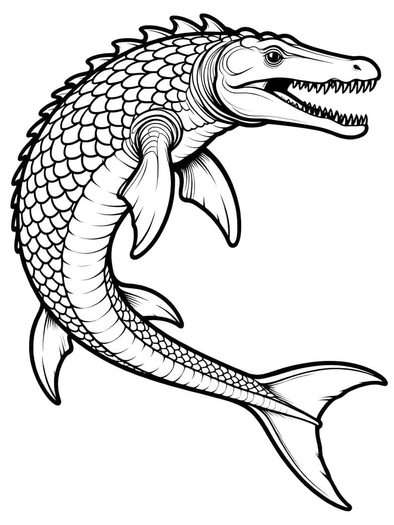 Mosasaurus Temel Çiz Boyama Sayfası