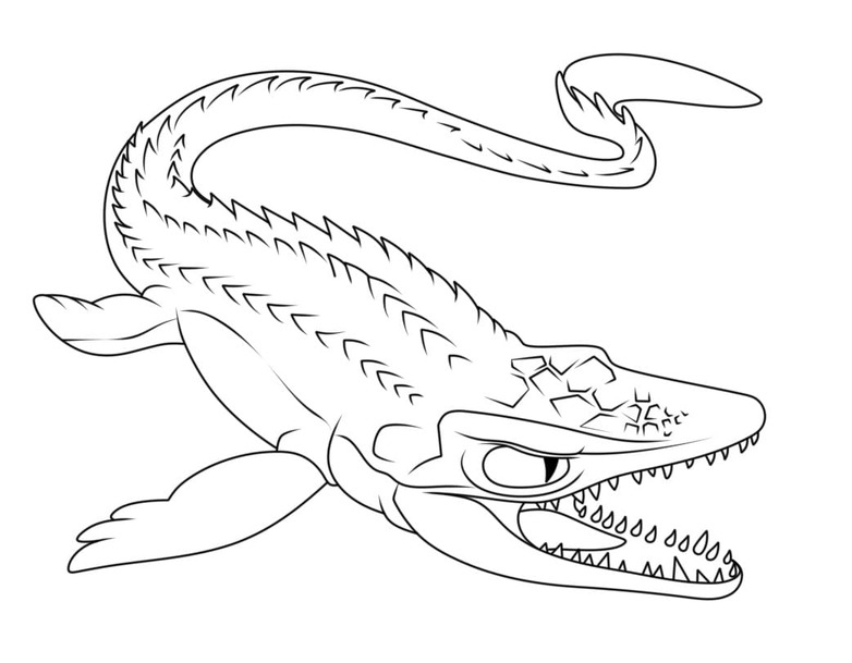 Mosasaurus Ücretsiz Yazdırılabilir Çiz Boyama Sayfası