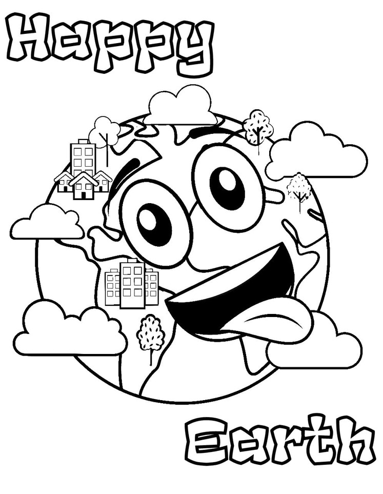 Mutlu Dünya Günü ücretsiz Boyama Sayfası